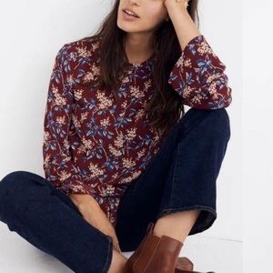 Madewell v-back Antiqua Flora Bell Sleeve Top - Size Medium
